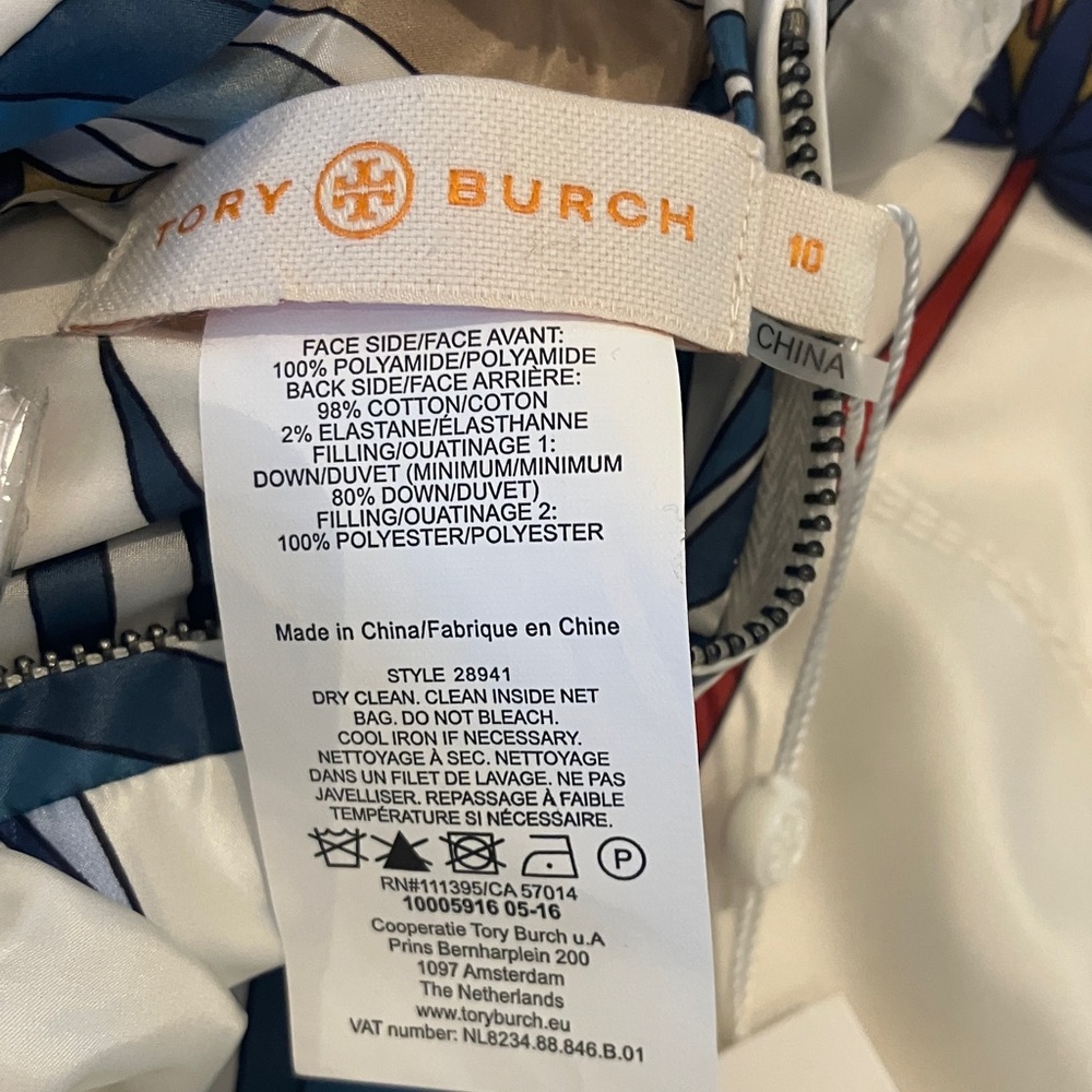 TORY BURCH Piper Puffer Vest REVERSIBLE Navy or Green Floral Print Size 10 NWT - Picture 9 of 10